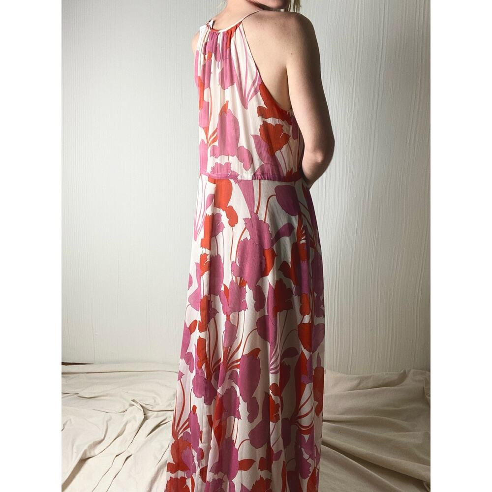 Mango Floral Pink Sleeveless Halter Maxi Gown Dress NWT US 4 - Picture 8 of 16
